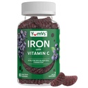 Suplemento de Hierro con Vitamina C – 10 mg Suplemento de Hierro – Grandes Gummies de sabor de la uva – apoya la salud inmune y ayuda con la deficiencia de hierro – Vegan, Kosher, Non-GMO – 60 Conde