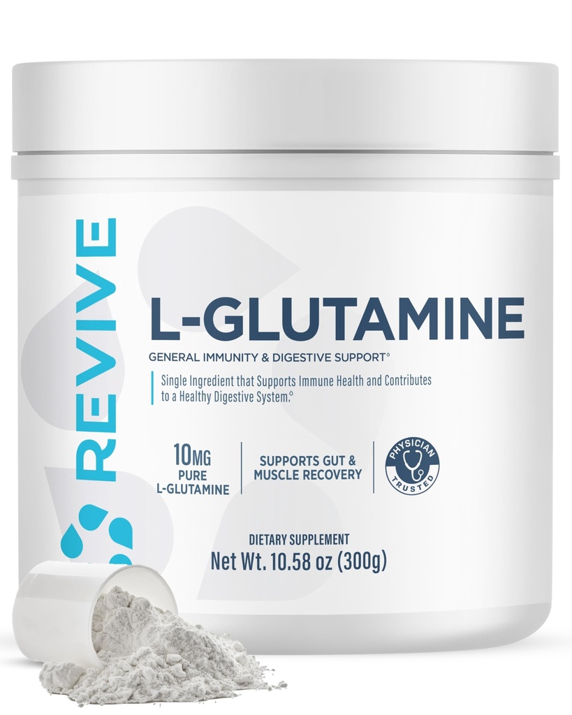 Revive Gut L-Glutamine Powder MD - Muscle Recovery & Immune System Booster for Adults - Promotes Digestive Health & Reduce Muscle Soreness - Immunity & Digestion Vegan Pure L Glutamine Supplement