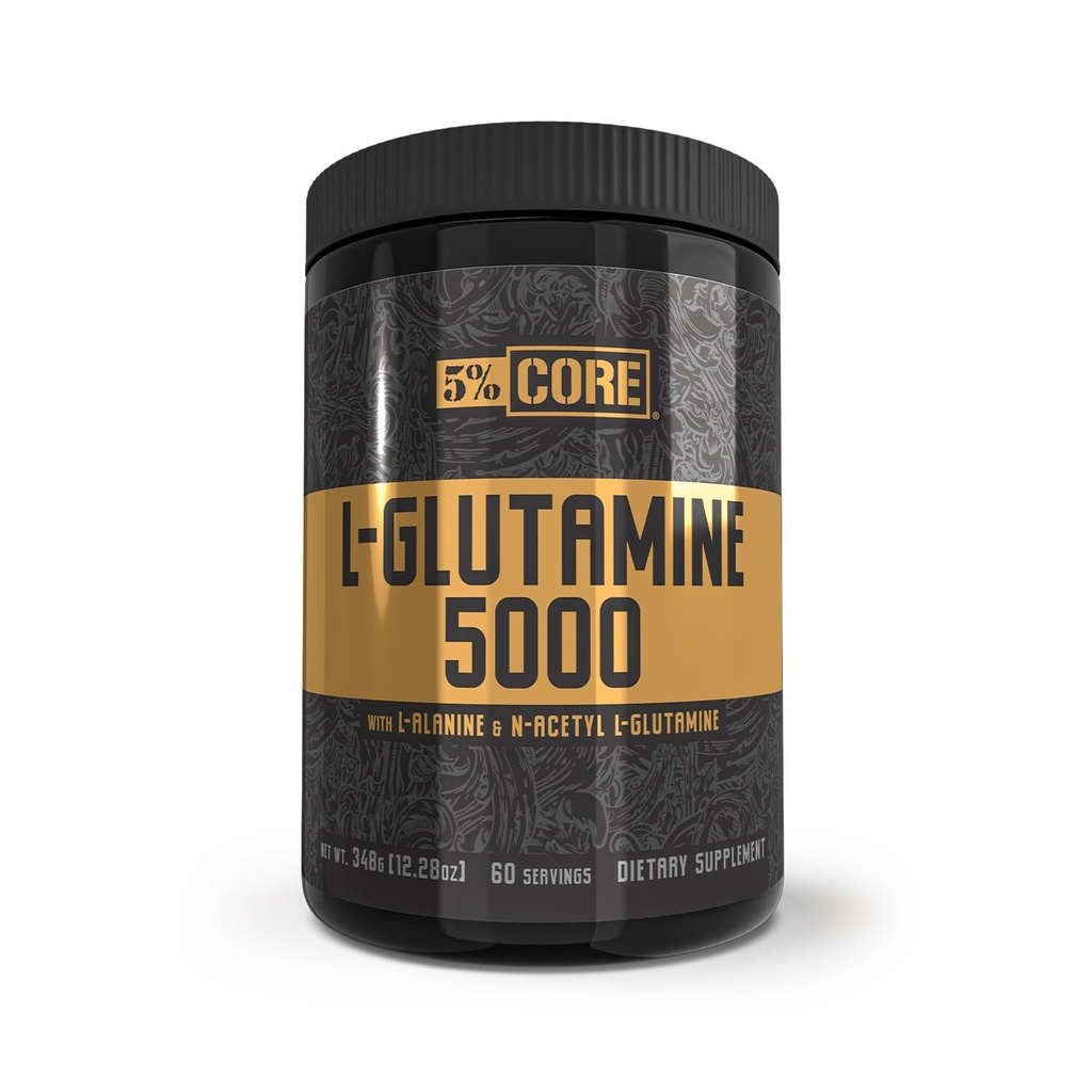 5% Nutrición Core L-Glutamine 5000 Suplemento w/L-Alanine peru Immune " Digestive Support ← Amino Acid Muscle Builder Post Workout Recovery ¦ Unflavored (60 Servings)