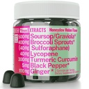 Soursop Graviola Curcumin Lycopene Broccoli Sprouts Sulforaphane Extract Gummies with Turmeric Curcumin Ginger Black Pepper, Sour Sop Guyabano Leaf Suplemento, Chew Chew Chewable Pills Capsules Suplementos