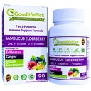 7 en 1 Elderberry con ZINC, Vitamina C, Vitamina D, Echinacea, Ginger &amp; Indian Gooseberry (Amla). Premium Elderberry Capsules 90 ct, All Natural,No-GMO,Vegan,No Rice Powder, No-Gluten