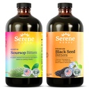 Serene Herbs Soursop Bitters Liquid & Black Seed Bundle – Organic Herbal Guanabana for Digestive Support &amp; Immune Health – Vegan, Non-GMO – 32 oz (16 oz cada uno), 32 Servidores
