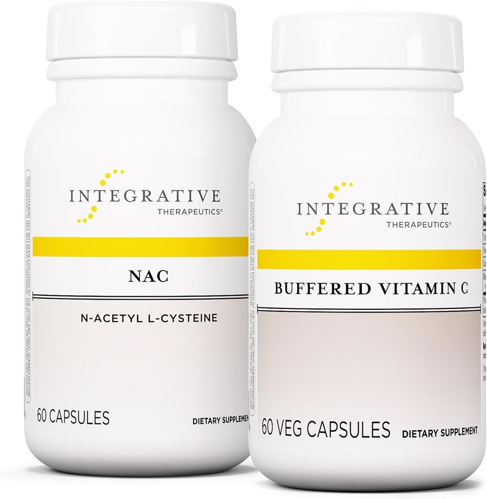 Terapéutica integrada Agrupación con cápsulas de vitamina C amortiguadas 1000 mg, 60 cápsulas veganas " NAC, 60 cápsulas - Suplemento inmunitario con soporte antioxidante* - Función respiratoria " pulmonar*