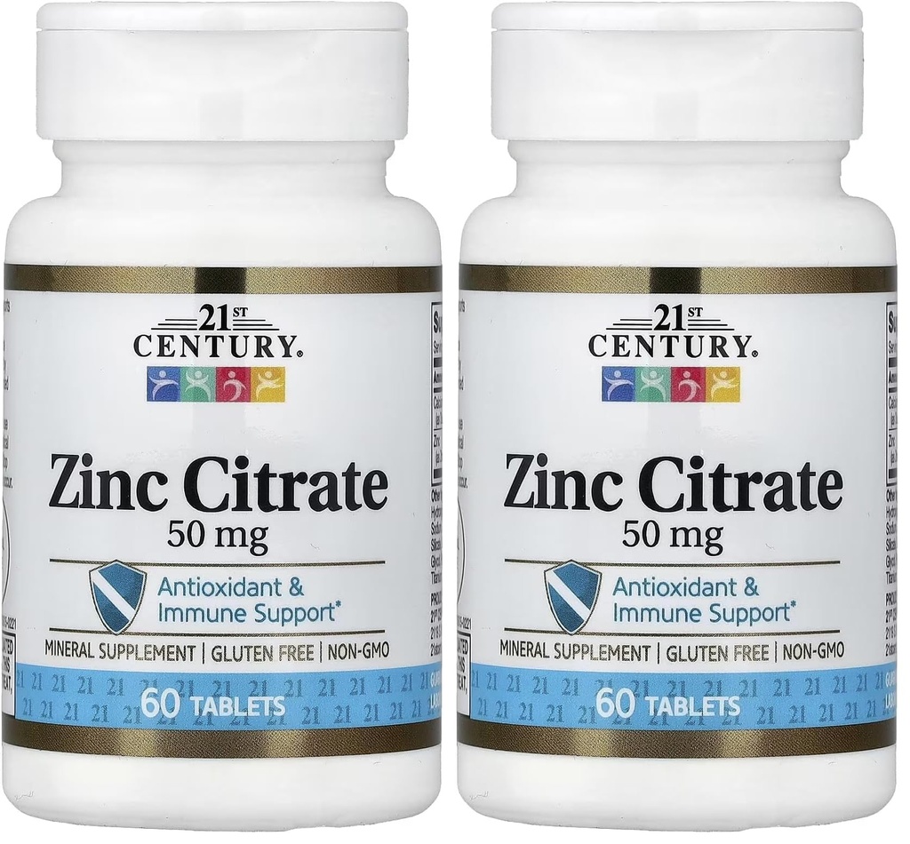 21st Century Healthcare Zinc Citrate Tablets 50mg, 60 Cuenta (Pack of 2)