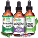 Botanic Choice Passion Flower, Rosemary Leaf, &amp; Gymnema Sylvestre Extractos Bundle – Daily Total Wellness Kit para el bienestar general (1 fl. Oz. Cada uno)