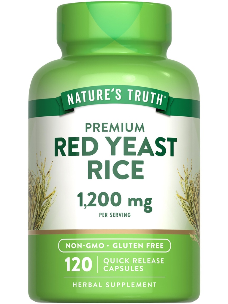 La verdad de la naturaleza Red Yeast Rice Capsules 1200 mg  120 Conteo Silencioso No GMO &amp; Gluten Suplemento gratuito