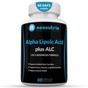 Alfa Lipoic Acid Plus Acetyl L-Carnitine Antioxidante Suplemento ALA ALC para la función cerebral saludable & fuerza muscular, enfoque, memoria & función cognitiva para hombres y mujeres - 60 cápsulas por Neonutrix