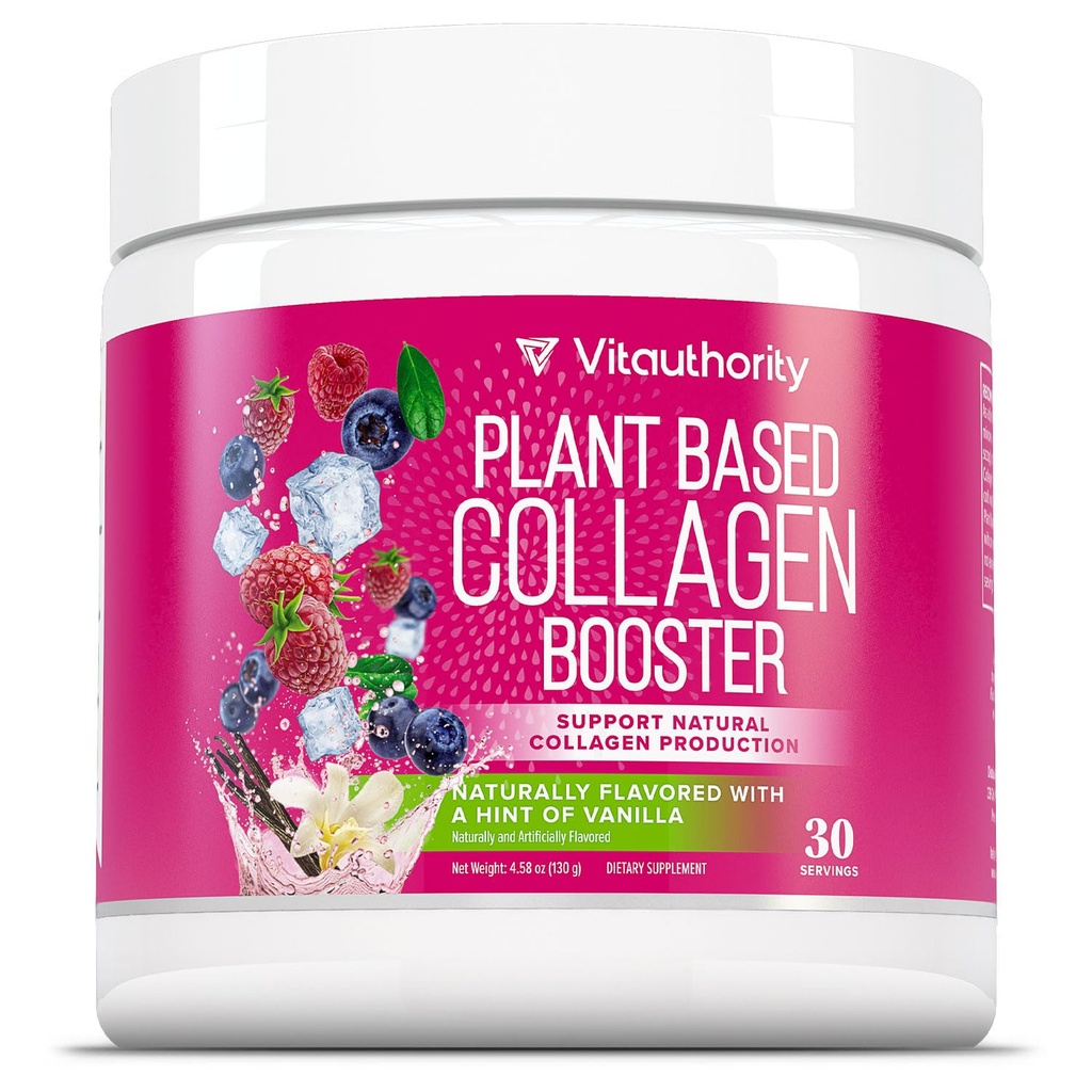 Vitauthority Vegan Collagen Powder for Women - Plant Based Collagen Supplement for Women with Proprietary Vegan Hair Skin and Nails Vitaminas - Vegetarian Collagen Powder with Hyaluronic Acid