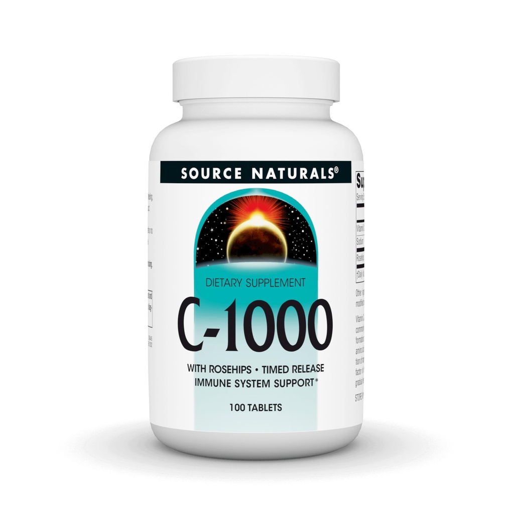 Fuente Naturals C-1000, con Rose HIPS 1000 mg para Immune System Support - 100 Time Release Tablets