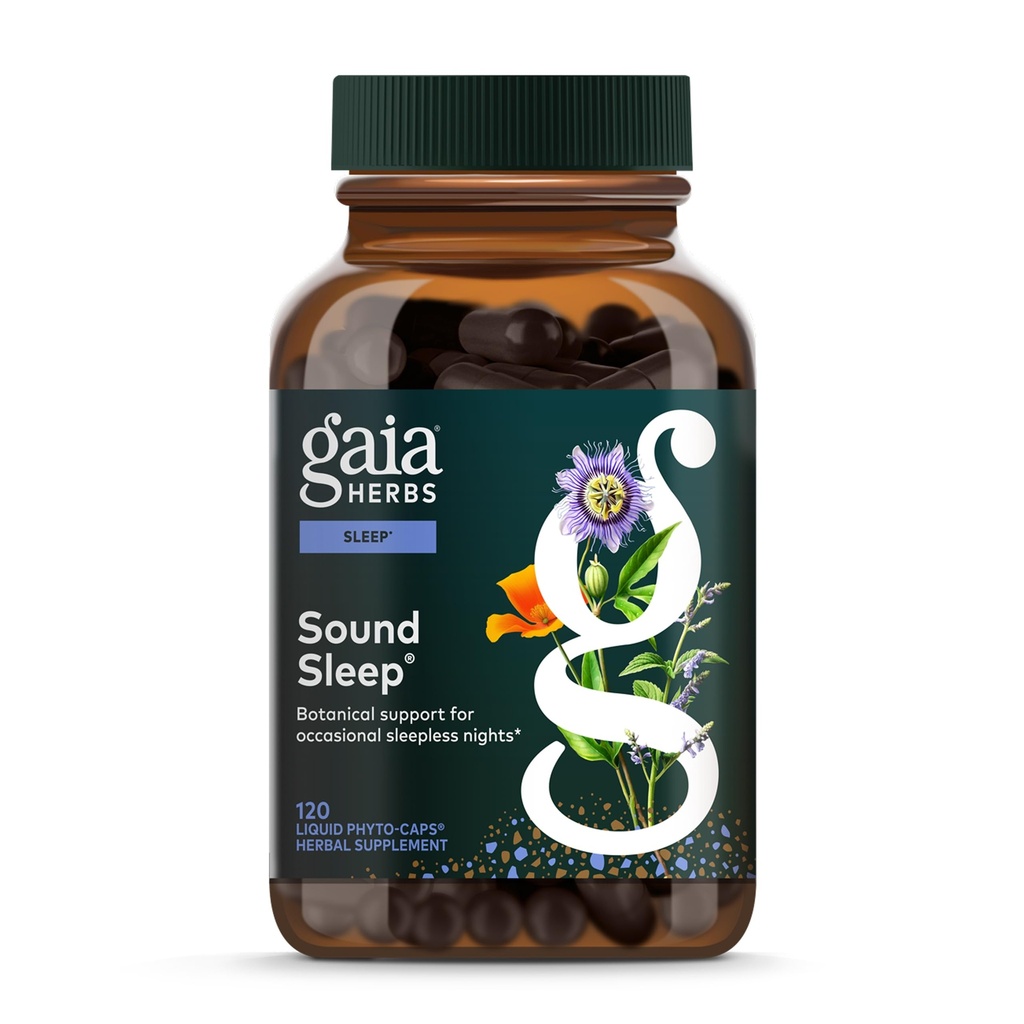 Gaia Herbs Sound Sleep - Natural Sleep Support to Promote Calm & Relax - with Valerian Root, Passionflower &amp; More - 120 Vegan Liquid Phyto-Capsules (40-Day Supply)