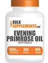 BulkSupplements.com Primrose Oil Softgels - GLA Suplementos, Evening Primrose Oil 1300mg - Gluten Free, 1 Softgel per Serving, 365 Conde (Pack of 1)