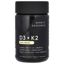 Investigación Deportiva Vitamina D3 con K2 Softgels - Planta de base K2 & Vegan D3 5000iu con aceite de MCT de coco - Certificado Vegan, Soy & Gluten Gratis - 120 Condes