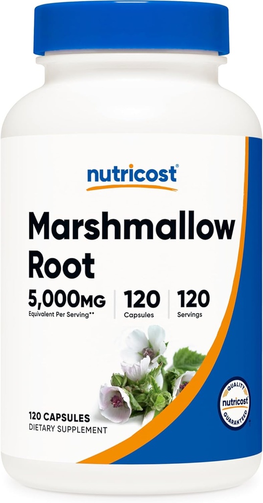 Nutricost Marshmallow Root 5000mg Equivalente, 120 Vegetarian Capsules - Gluten Free < Non-GMO - de 500 mg de 10:1 Extracto