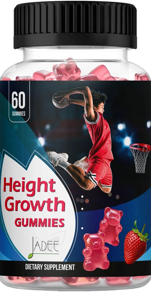 Jadee Height Growth Gummies for Teens & Kids Calcium 325mg, Teen Vitamins D3,K2,C, Magnesium, Ashwagandha, Zinc, L-Arginine - Bone Healthy Growth, Development &amp; Strength - Height Growth &amp; Immunity