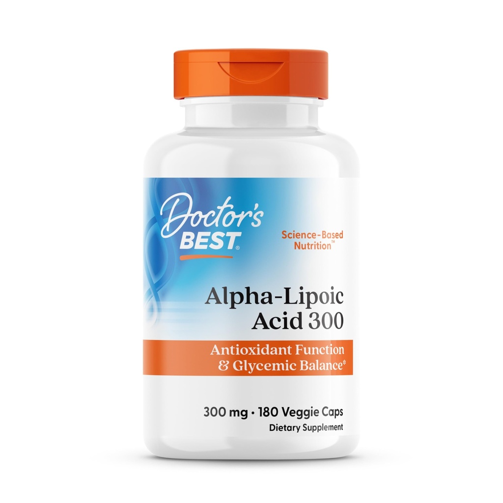 El mejor ácido alfa-lipoico del médico 300, soporta la función antioxidante " equilibrios glucémicos, no OMG, sin gluten, vegano, soy libre, 300 mg, 180 cápsulas vegetales