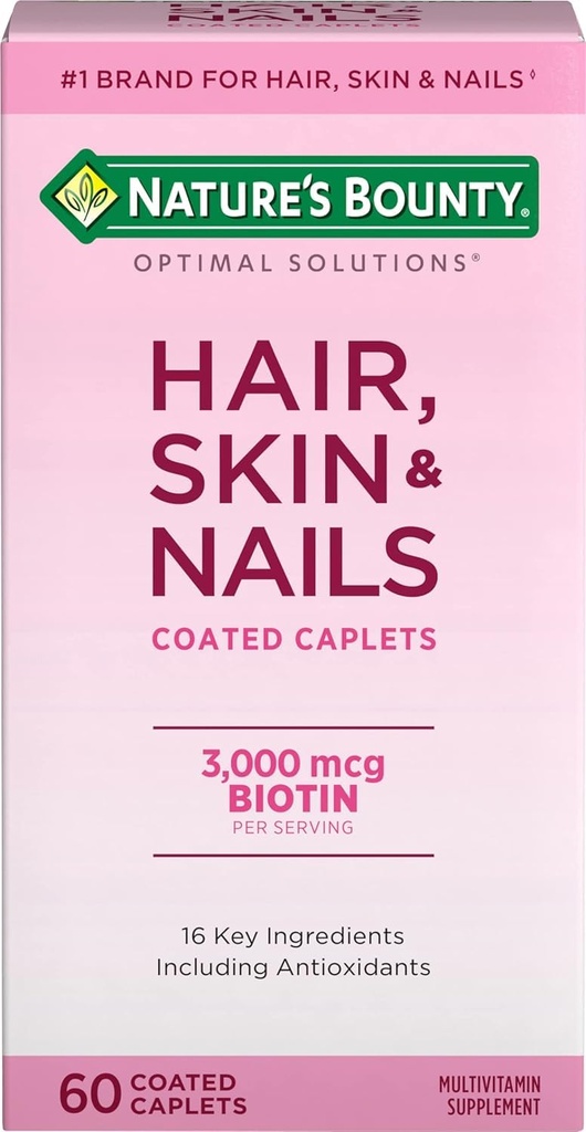 Cabello de recompensa de la naturaleza, uñas de piel, 60 caplets