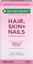 Cabello de recompensa de la naturaleza, uñas de piel, 60 caplets