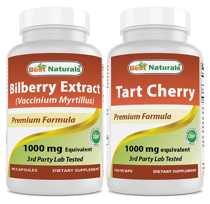 Mejores Naturales Bilberry Extracto 1000mg " Tart Cherry Extracto 1000 mg