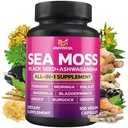 BMVINVOL Sea Moss Black Seed Shilajit Ashwagandha + Bladderwrack, Ginger, Moringa, Turmeric, Burdock, Ginseng, Rhodiola Rosea - 100 cápsulas