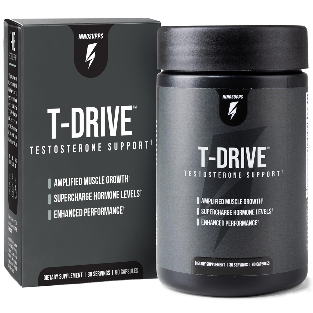 InnoSupps : T-Drive ¦ Testosterone Booster ← Amplificar el crecimiento muscular TEN KSM-66 Ashwagandha, Boron, Fenugreek TEN 90 cápsulas
