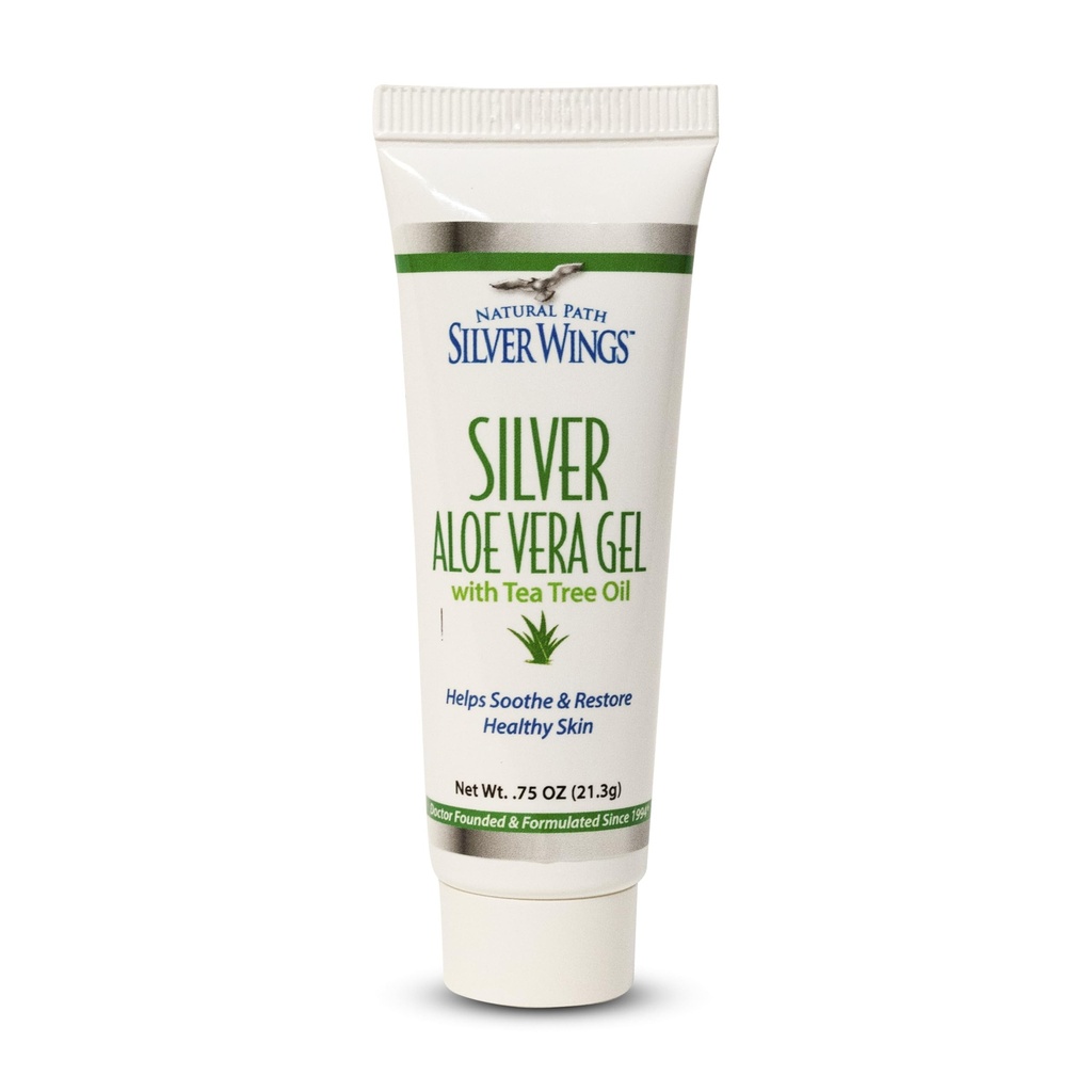 Natural Path Alas de plata 200ppm de plata con Aloe Vera Gel y Tea Tree Oil - Cuidado de la piel calmante - 0.75 oz