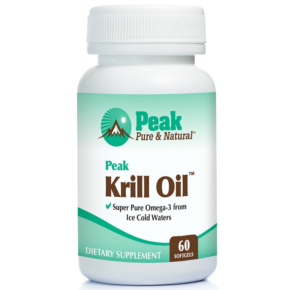 Peak Pure " Natural, Peak Krill Oil Supplement - Better Than Fish Oil for Joint and Heart Health - Krill Oil Brain Supplement - EPA, DHA, and Astaxanthin - 60 softgels