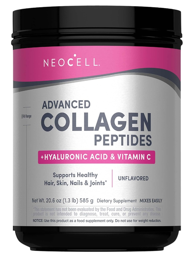 NeoCell Super Collagen Powder, Collagen Plus includes Vitamin C & Hyaluronic Acid, Promotes Healthy Hair, Beautiful Skin, & Nail Support, Collagen Type 1 & 3, 12g Collagen per Serving, 20.6 Oz