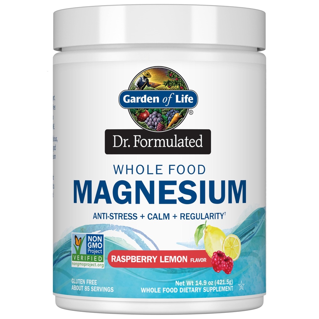 Jardín de la vida entera de la comida de la pólvora de magnesio, 421.5g - Raspberry Lemon, Vegan, Gluten &amp; Sugar Gratis