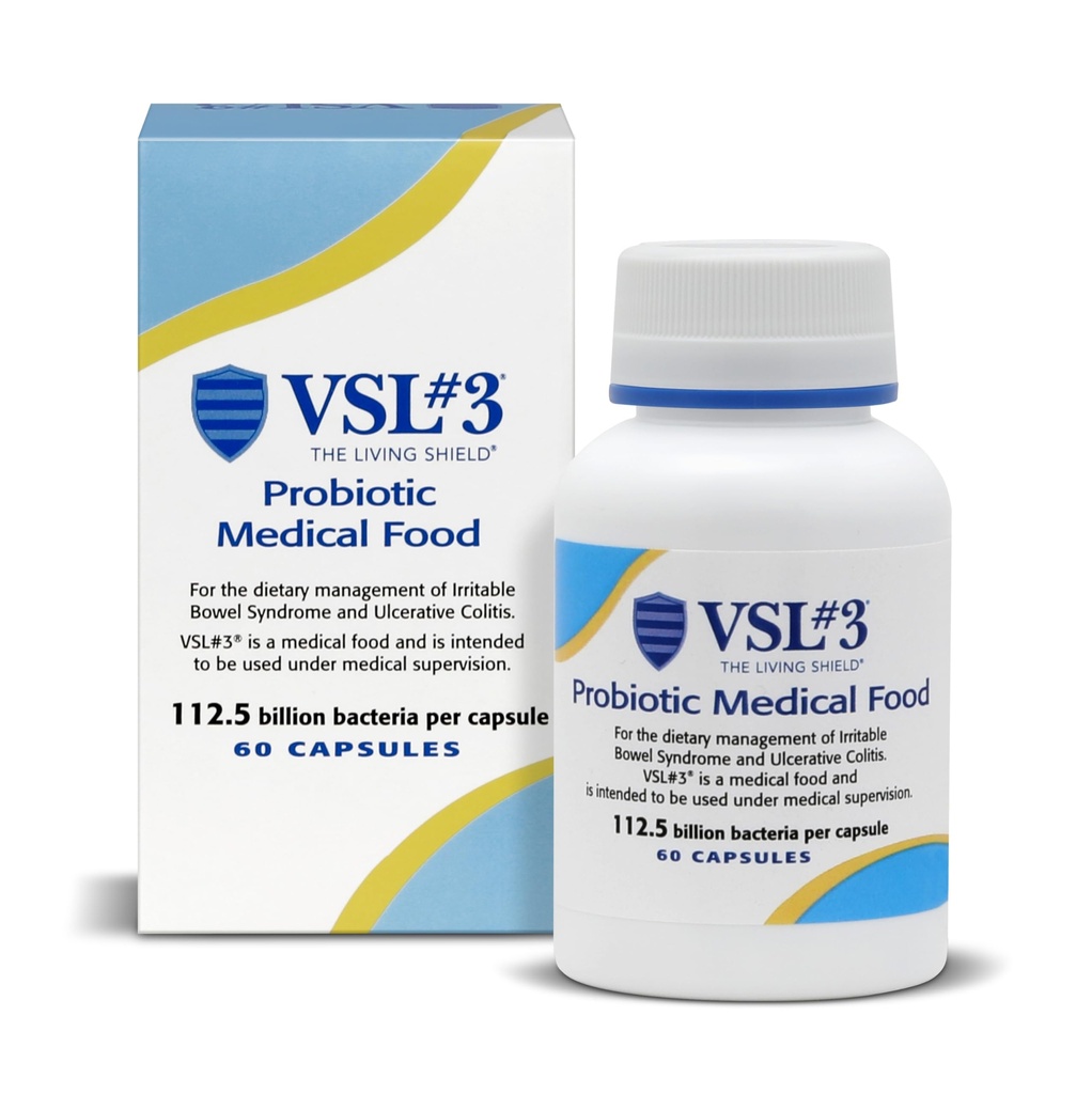VSL #3® Probiotics for Digestive Health, IBS & UC Symptoms - 112.5B CFUs, High-Potency, Multi-Strain, Live, Refrigerated Probiotic, Medical Food for Gut Health Support in Men &amp; Women, 60 cápsulas