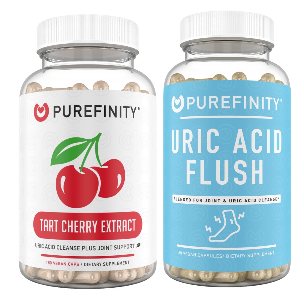 PUREFINITY Uric Acid Flush &amp; Cleanse Capsules + Tart Cherry Extract Capsules