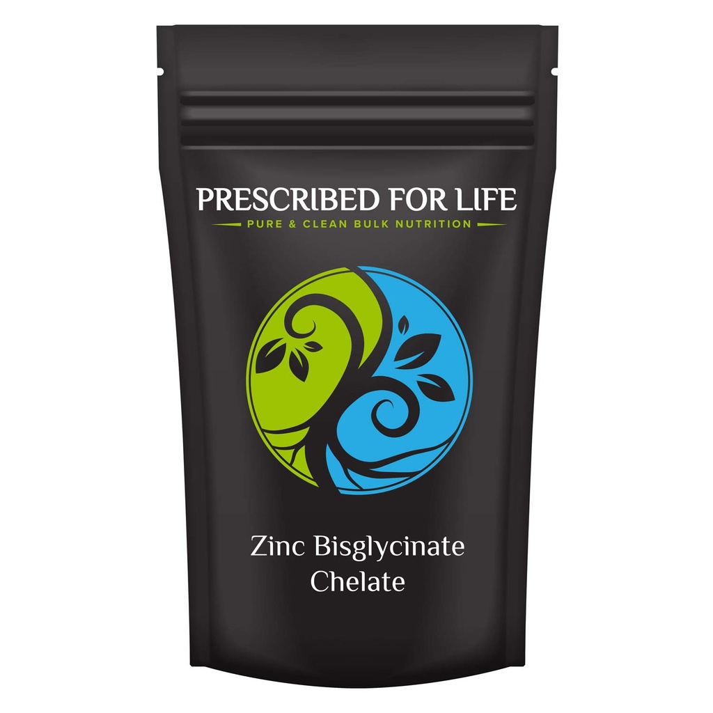 Prescrito para la vida Zinc Bisglycinate Chelate Powder - 20% Zinc (4 oz)