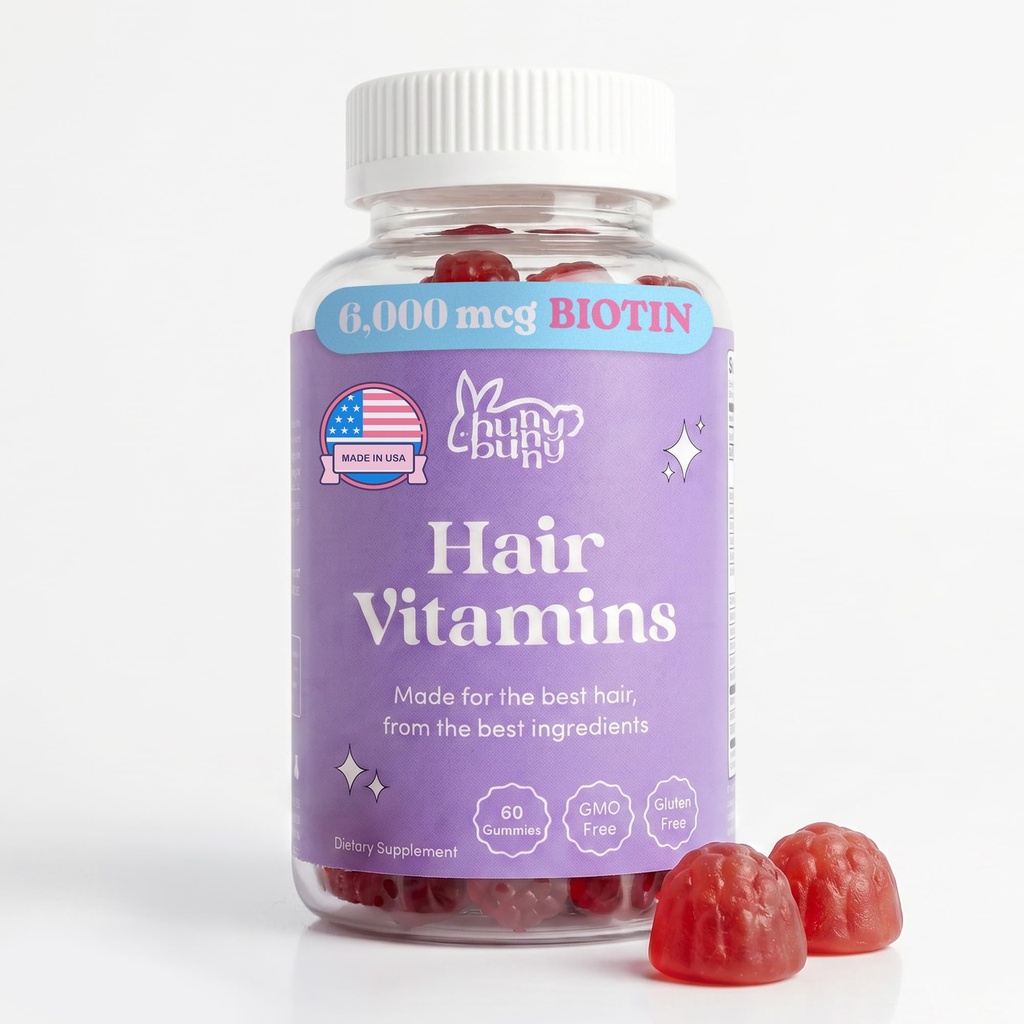 Humedales de vitamina Biotina - Suplemento de biotina con vitamina A, C, D, E, B6 – Crecimiento del cabello, Esquí, Vitaminas de uñas - No GMO, Gluten Gratis – 60 Gummies