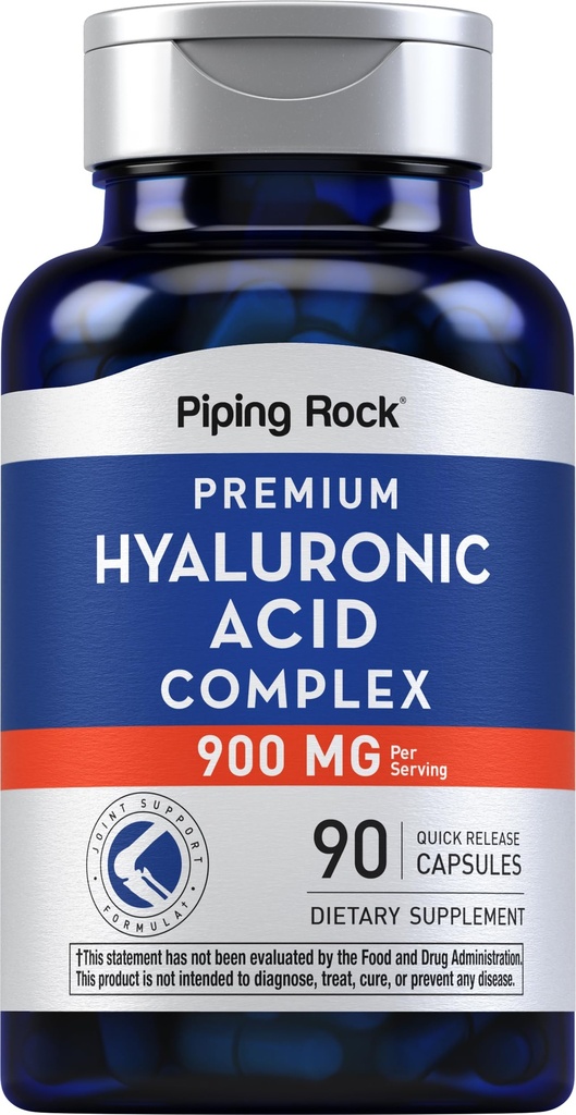 Piping Rock Hyaluronic Acid Capsules TEN 900mg TENIDO 90 Píldoras TENIDO Suplemento con MSM y Collagen ANTE Premium Complex for Women and Men TEN NO-GMO, Gluten Free