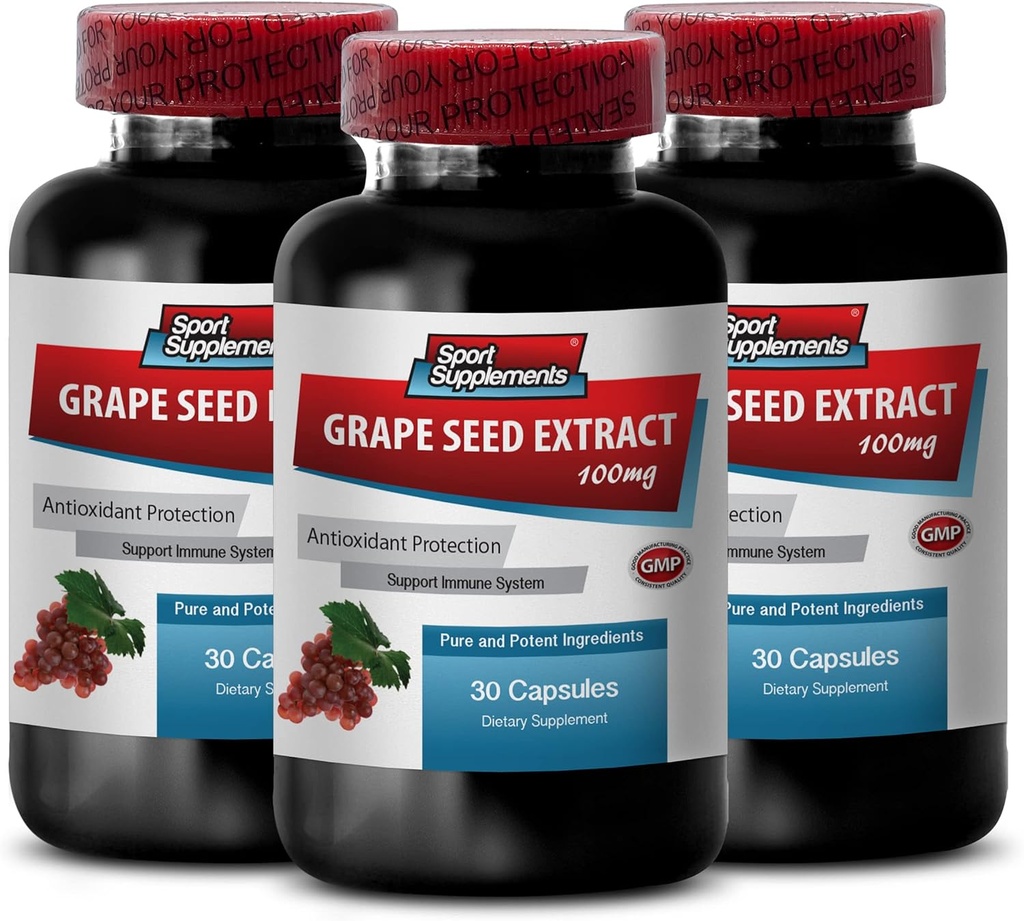 Proanthocyanidins Oligomeric - Grape Seed Extract - Grape Seed Extract Capsules - Grape Seed Extract Capsules - Grape Seed Suplemento - Grape Seed resveratrol - Prevent high Pressure - 3B 90 Capsules