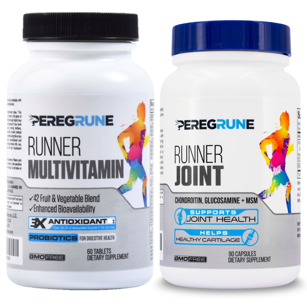 Runner Multivitamin &amp; Joint Support Suplemento – Antioxidantes, Complejo de vitamina B, Probióticos para la salud, energía, resistencia, recuperación - Glucosamine Chondroitin, MSM – GMP Running Suplementos