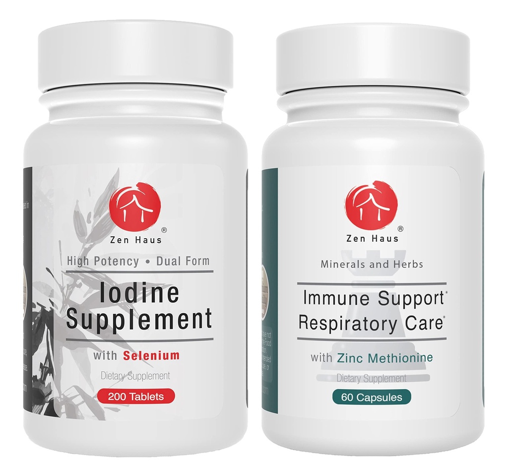 Zen Haus Iodine y Immune Bundle - 12,5 mg Complejo de yodo con la Fórmula de Apoyo Inmune y Respiratorio