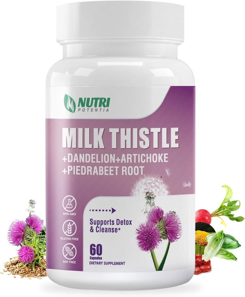 Suplemento de esteto de leche con raíz de Dandelion, extracto de Artichoke, 80% Silymarin para soporte de hígado de limpieza de la fórmula de reparación, no GMO - 60 cápsulas