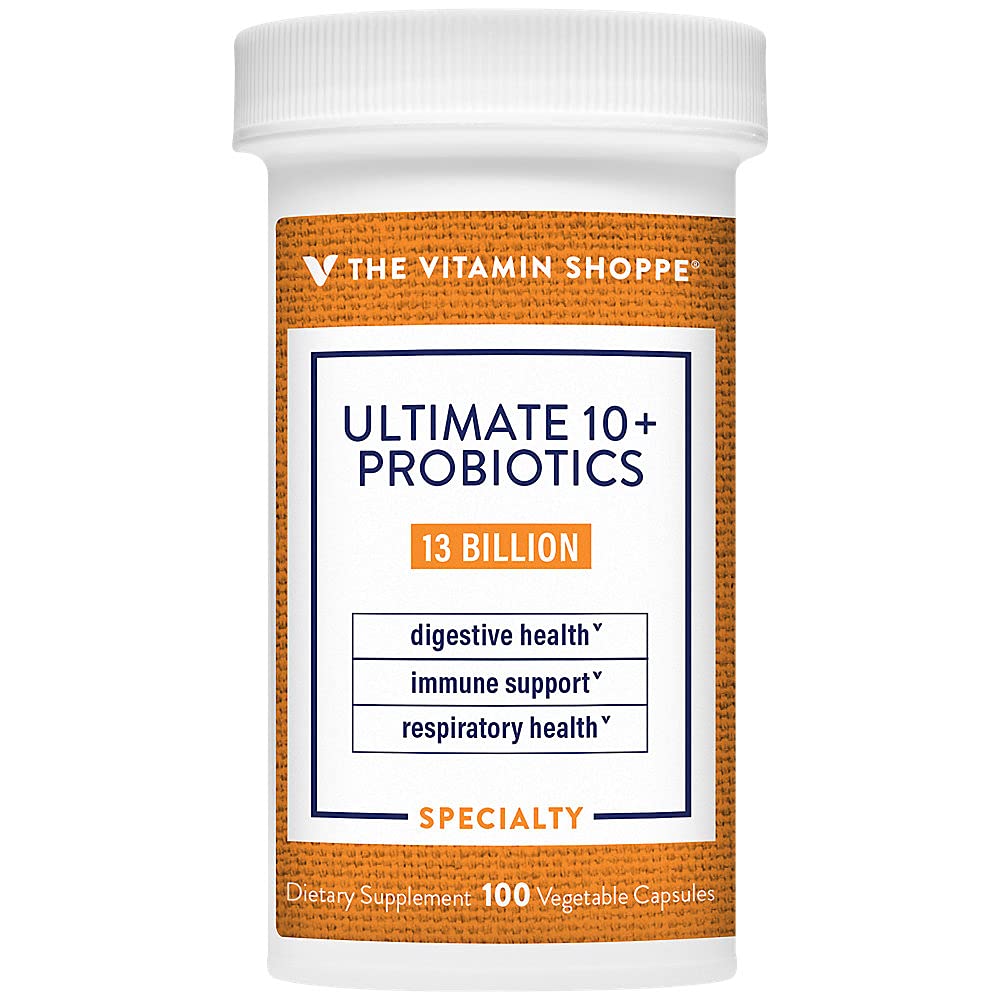 La vitamina Shoppe Ultimate 10+ Probióticos, 13 millones de UF para la salud digestiva, apoyo inmunológico y salud respiratoria (100 cápsula vegetal)