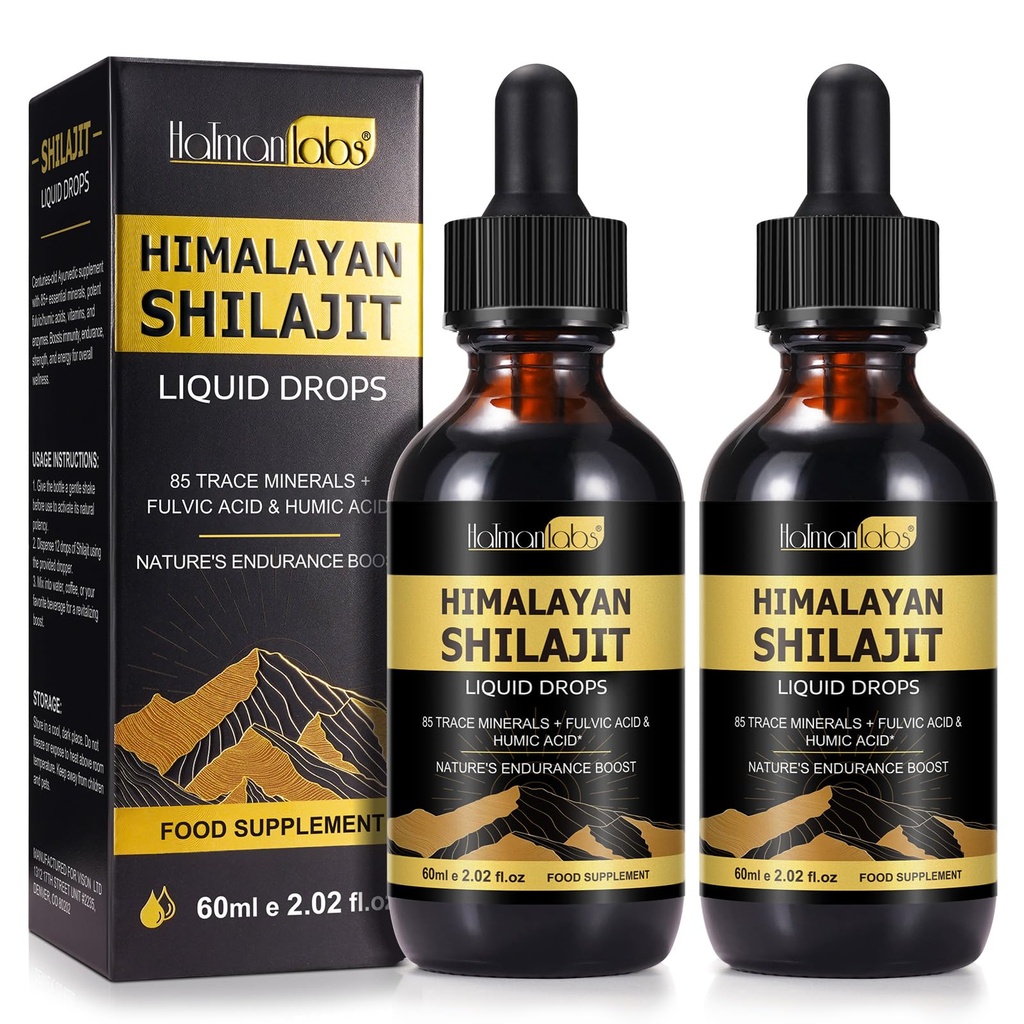 Shilajit Pure Himalayan Organic Resin Drop, Puro Himalayan Shilajit Resin Liquid Gold Supplement, Shilajit Organic Drop Rich in 85+ Trace Minerals, Shilajit for Men &amp; Women (2.02 Fl Oz (Pack of 2))