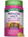 La verdad de la naturaleza Gummies multivitamínicas prenatales Silencio con DHA ' Folic Acid Silencio 60 Conde Silencio Fruit Flavor ← No Gluten Suplemento gratuito