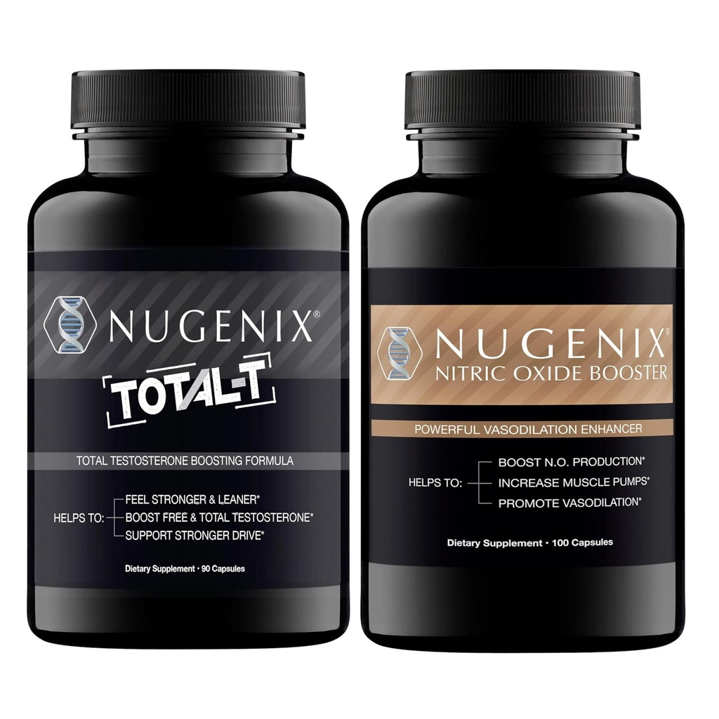 Nugenix Nitric Oxide Booster y Booster Total-T Testosterone para Hombres