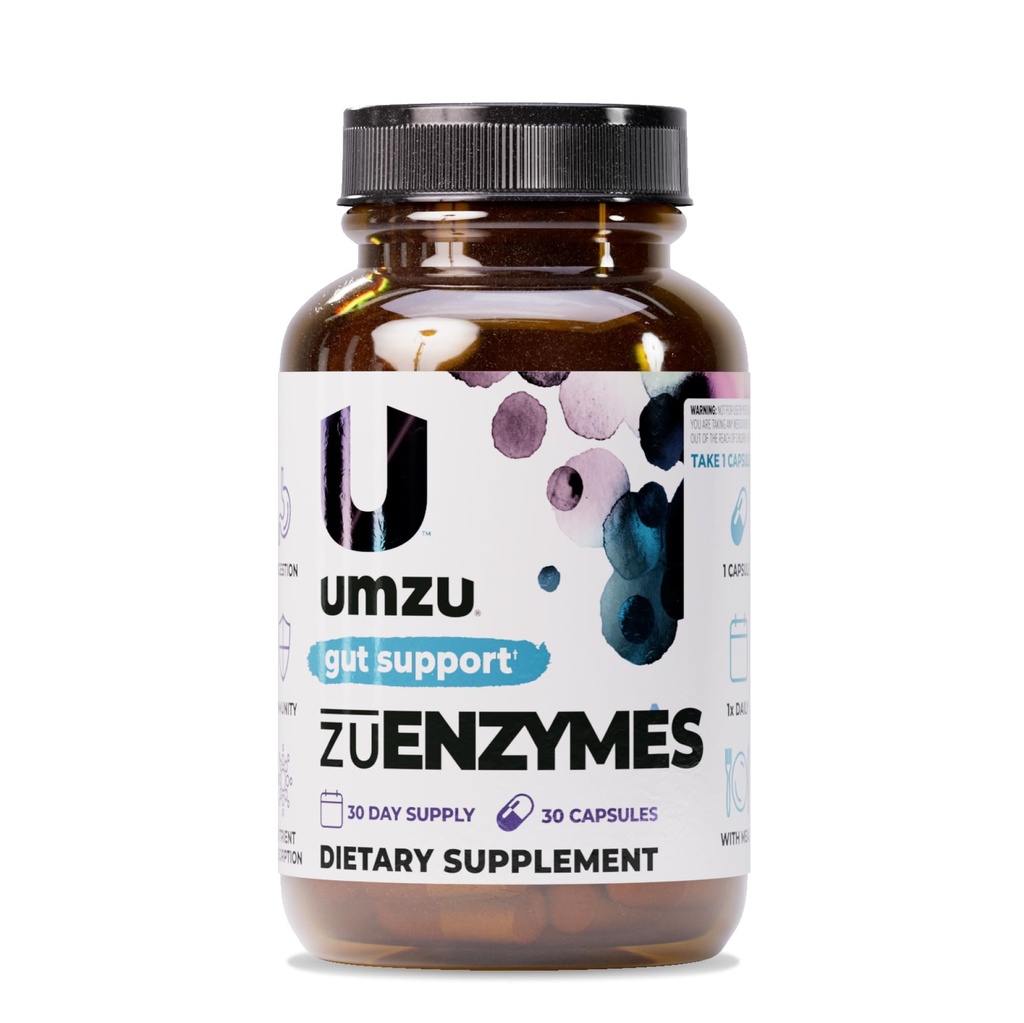 UMZU ZuEnzymes Digestive Enzymes Suplemento ← 21 Enzymes for Gut Health Support, Digestión " Nutrient Absorption  Helps Break Down Lactose, Carbs, Proteins & Fats (30 Day Supply TEN 30 Capsules)