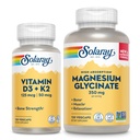 SOLARAY Vitamina D3 K2 y Magnesium Glycinate - Bone Health Bundle - Calcium Absorption, Nerve, Heart and Immune Support w/ 5000 IU Vitamina D, 350mg Magnesio Chelated, 60-Day Guarantee, 120ct/120ct