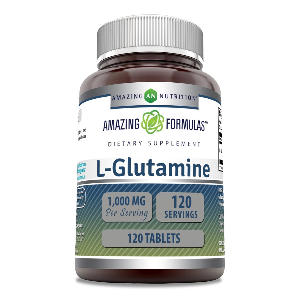 Amazing Formulas L Glutamine 1000 Mg Tablets ← Amino Acid Suplemento para Hombres &amp; Mujeres Silencio No-GMO Silencio Gluten Gratis Silencio Made in USA ← (1 Pack, 120 Cuenta)