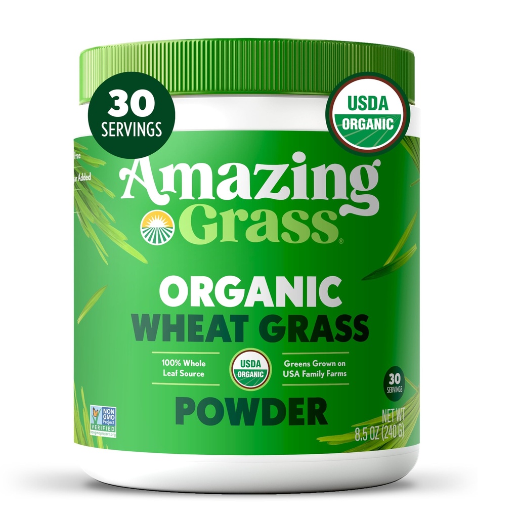 Asombroso Grass Wheat Gras Powder: 100% Whole-Leaf Wheat Grass Powder for Energy, Detox &amp; Immunity Support, Chlorophyll Provide Greens, 30 Servings