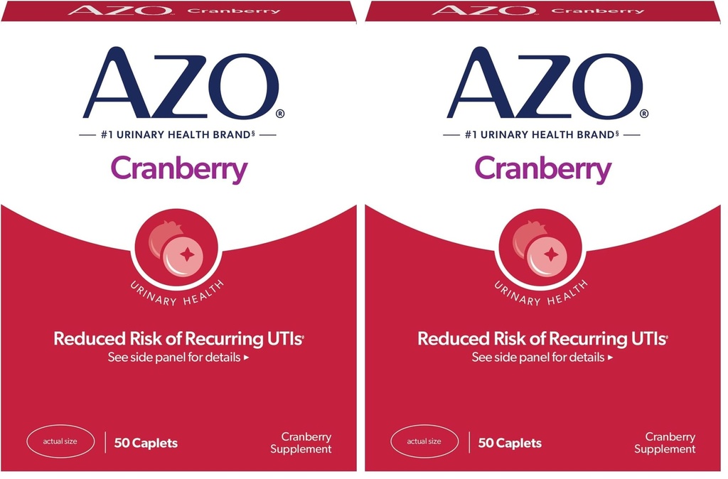 AZO Cranberry Urinary Tract Health Supplement, 1 Serving : 1 Glass of Cranberry Juice, Sugar Free Cranberry Pills, 50 Cuenta (Pack of 2)