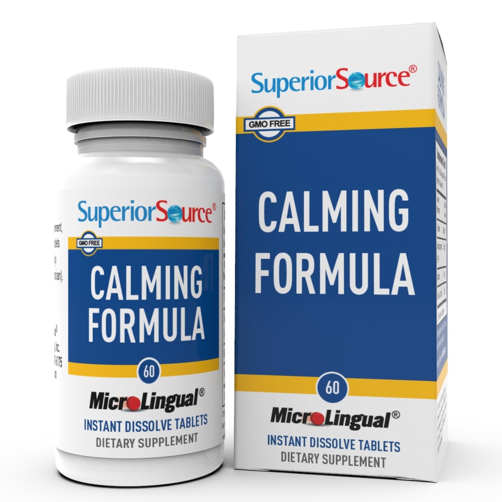 Fórmula de calma de la fuente superior, L-Theanine, Melatonin, Under The Tongue Quick Dissolve MicroLingual Tablets, 60 Ct, 5-HTP for Enhanced Serotonin Conversion, Sleep Support, Non-GMO