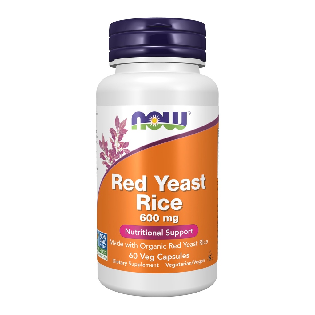 AHORA Suplementos de alimentos, arroz de levadura roja 600 mg, Hecho con arroz de levadura roja orgánica, 60 cápsulas de verduras
