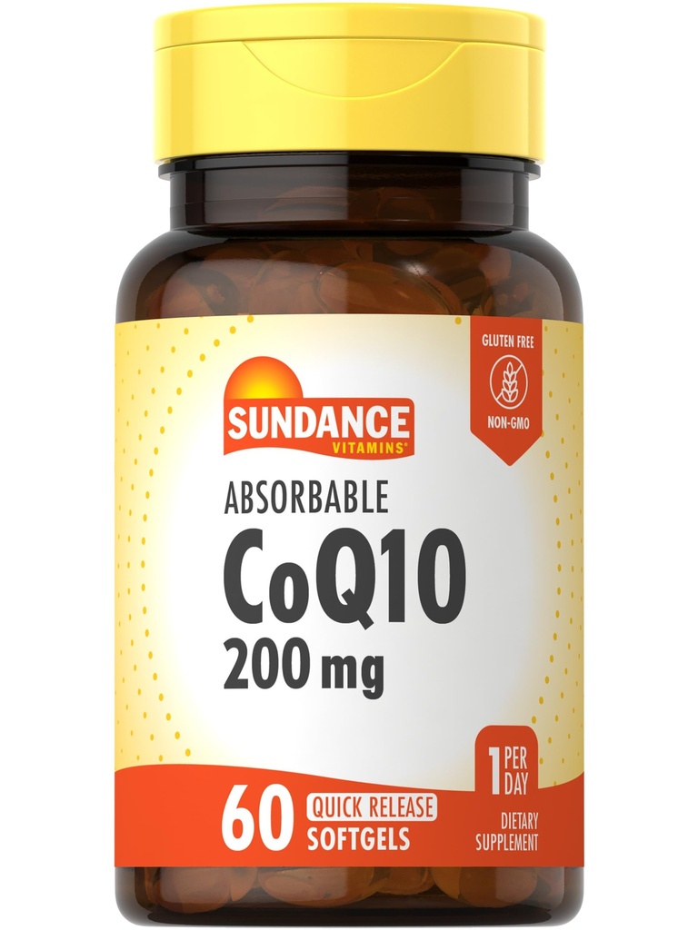 Sundance CoQ10 200mg Softgels Silencio 60 Conde Silencio con Black Pepper Extract ← No Gluten Suplemento gratuito