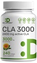Ultra Strength CLA 3000mg TEN 240 Softgels, Active Conjugated Linoleic Acid from Safflower Oil